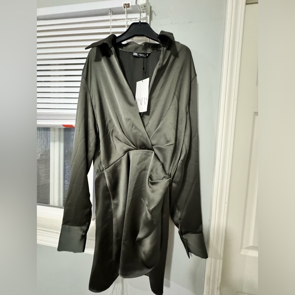 Zara wrap long sleeve mini dress